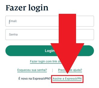 Clique em "Assine a ExpressVPN" para dar andamento a instalação da Rede Privada Virtual.