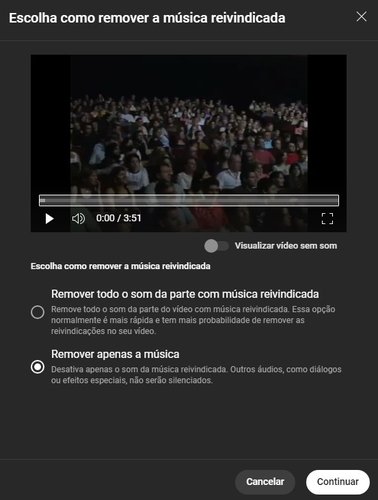 A nova "borracha" do YouTube que tira só a música reivindicada por direitos autorais.