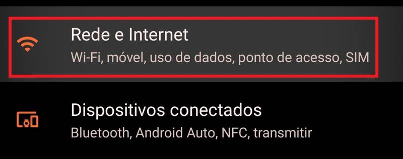 Aperte na primeira opção "Rede e Internet".