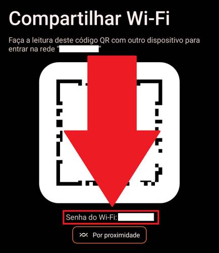 A senha do seu Wi-Fi será mostrada no local indicado na imagem.