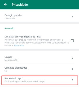 Faça o bloqueio do WhatsApp Web na última opção que vai se abrir no menu. (Fonte: TecMundo/Reprodução)