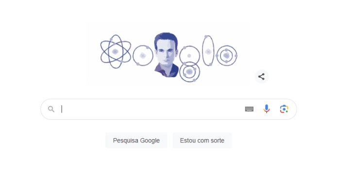 Doodle de César Lattes. (Imagem: Google/Divulgação)