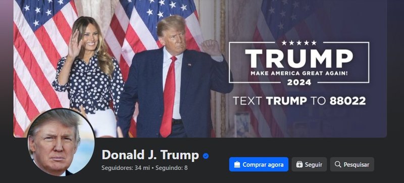 A conta de Trump no Facebook.