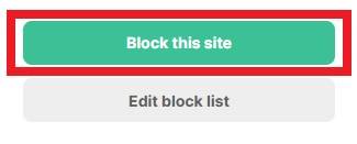 Clique em "Block this site" para bloquear a página.