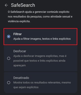 Selecionando a opção 