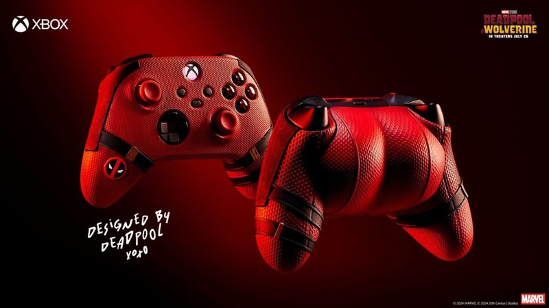 Controle temático de Xbox Series temático do Deadpool.