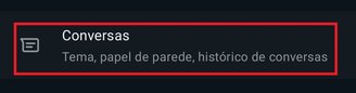 Desça a tela para encontrar a opção "Conversas".