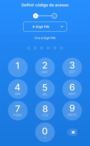 Crie um PIN de seis dígitos numérico para ser a senha que vai abrir os apps