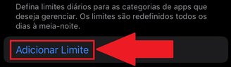 Aperte em "Adicionar Limite" para seguir com o processo.