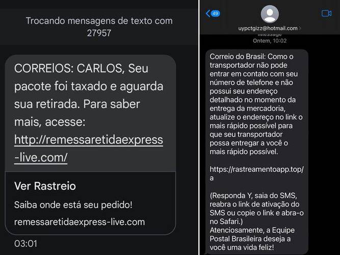 Exemplos de mensagens envidas pelos golpistas. (Imagem: TecMundo)