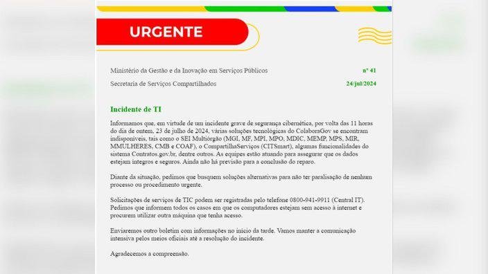 O comunicado sobre os problemas nos serviços públicos. (Imagem: TecMundo)