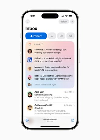 O app Mail é um dos primeiros a receber recursos da IA Apple Intelligence.