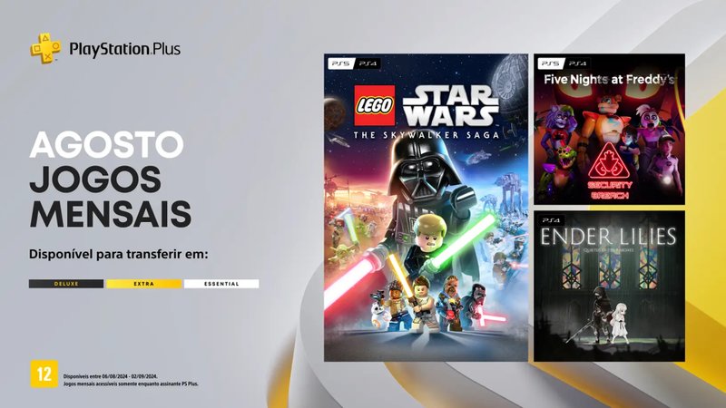 Jogos que chegarão ao PlayStation Plus Essential em agosto de 2024.