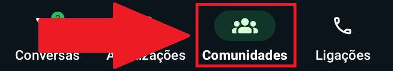 A opção "Comunidades" fica na parte inferior da tela.