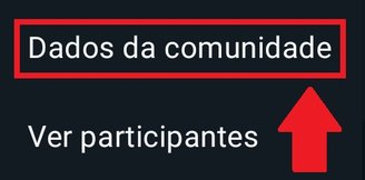 Aperte em "Dados da comunidade" para seguir com o procedimento.