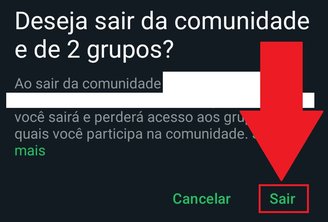 Aperte em "Sair" para confirmar a decisão.