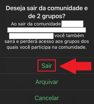 Caso esteja de acordo, aperte em "Sair".