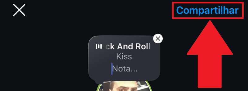 Aperte em "Compartilhar" para confirmar a música nas suas notas