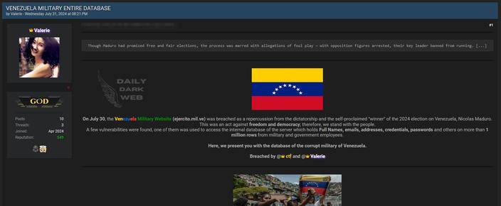 A postagem em fóruns especializados com os dados.