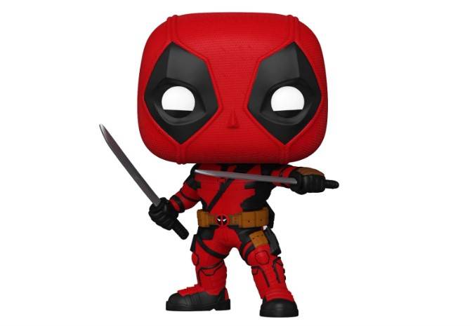 O boneco colecionável do Deadpool em ação!