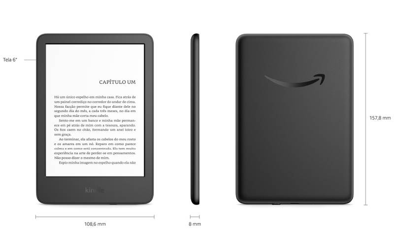 O mais leve e compacto entre os e-readers da Amazon é o modelo Kindle 11ª geração.