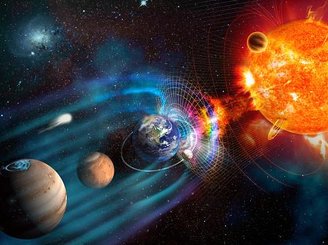 As auroras são fruto da interação dos ventos solares reagindo com partículas de gás da nossa atmosfera.