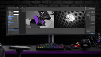 O monitor ainda tem dois alto-falantes de 10W. (Imagem: Cooler Master/Divulgação)