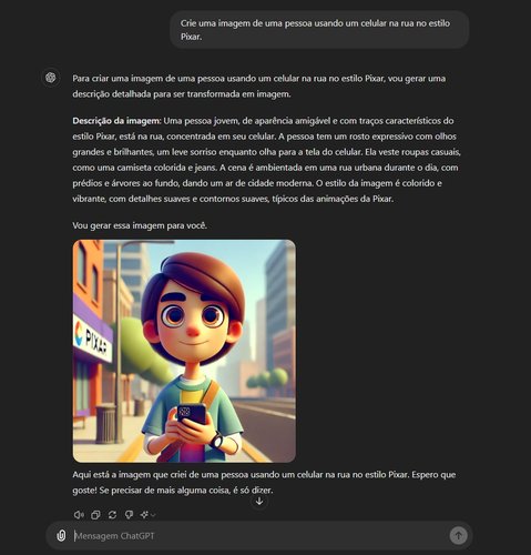 Um exemplo de uso do DALL-E 3 dentro do ChatGPT grátis.