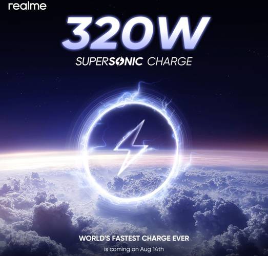 O Realme SuperSonic Charge de 320 W deve conseguir entregar 17% de bateria em 35 segundos.