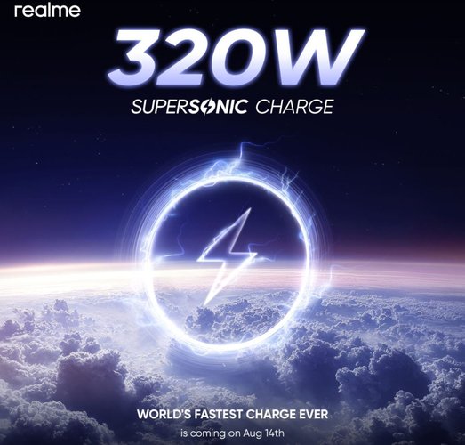O Realme SuperSonic Charge de 320 W deve conseguir entregar 17% de bateria em 35 segundos.