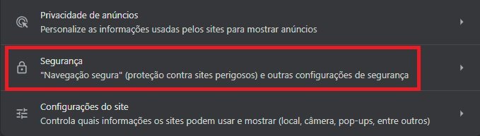 Desça a tela para encontrar a opção