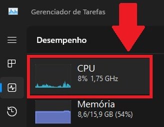 Procure pela opção "CPU" para seguir com o procedimento.