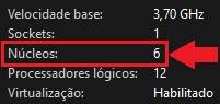 A quantidade de núcleos do seu processador é indicado pelo número ao lado