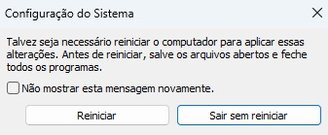 Você pode optar por reiniciar o PC mais tarde.