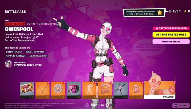 Traje da Gwenpool em Fortnite