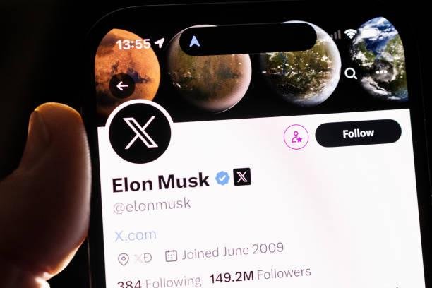 O perfil de Musk no X, antigo Twitteer.