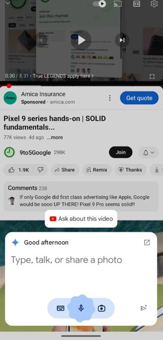 Você pode tirar dúvidas sobre um vídeo do YouTube usando o Gemini.