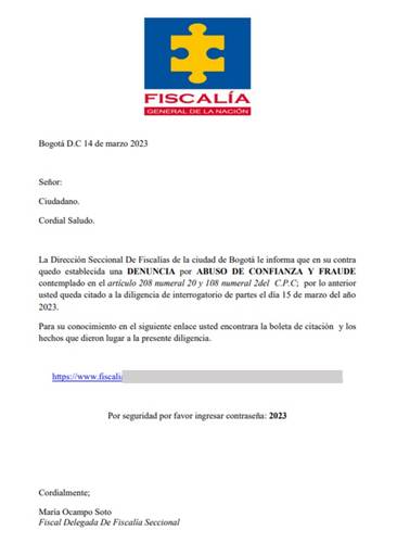 Exemplo de e-mail falso enviado pelo Blind Eagle para os alvos na América Latina.