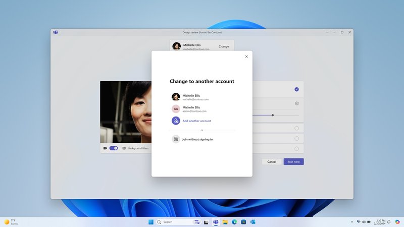 Seletor de contas do Microsoft Teams