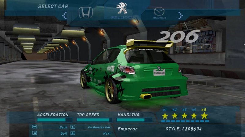 Sistema de personalização de Need For Speed Underground tinha muitas opções disponíveis.