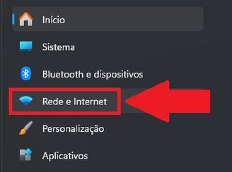 Procure pela opção "Rede e Internet".