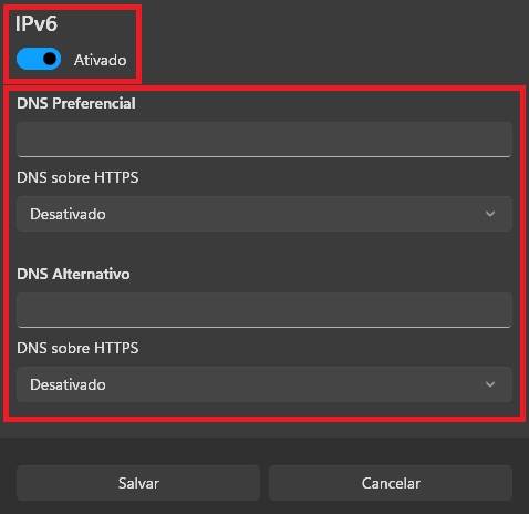 É preciso preencher o campo com o IP que você deseja utilizar
