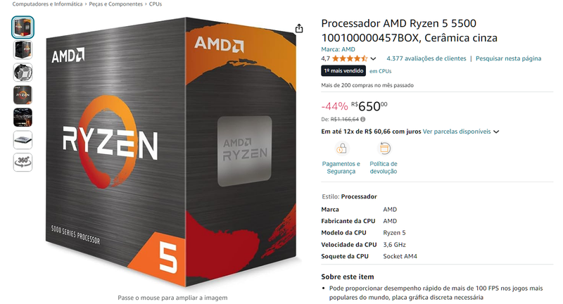 Processador Ryzen 5 5500