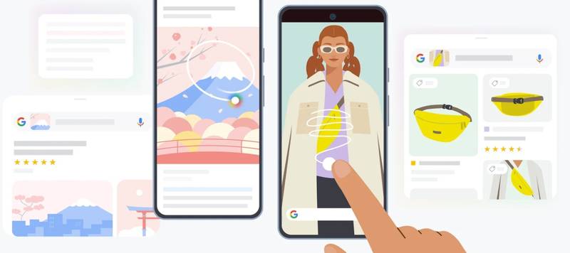 O Circule para Pesquisar funciona com várias ações no painel do celular.