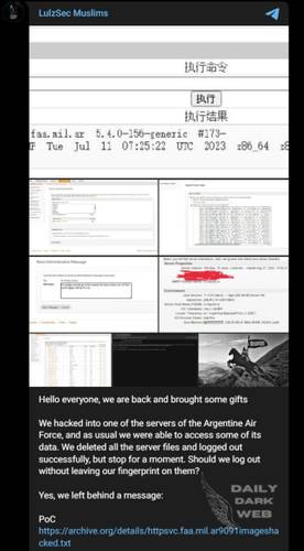 Capturas de tela dos servidores do site invadido.