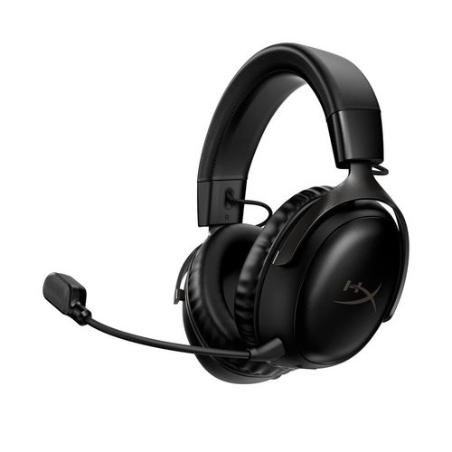 HyperX Cloud III Wireless tem variante toda preta ou com detalhes em vermelho.