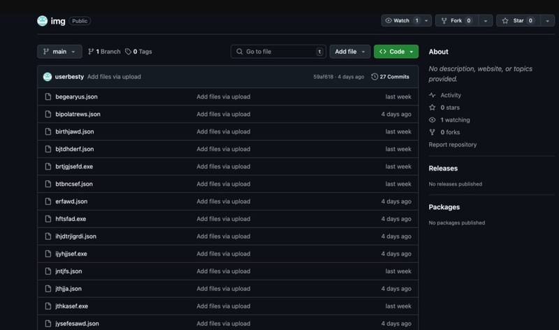 O repositório com arquivos fraudulentos.