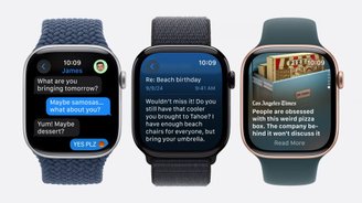 A linha Apple Watch Series é lançada com telas cada vez maiores.