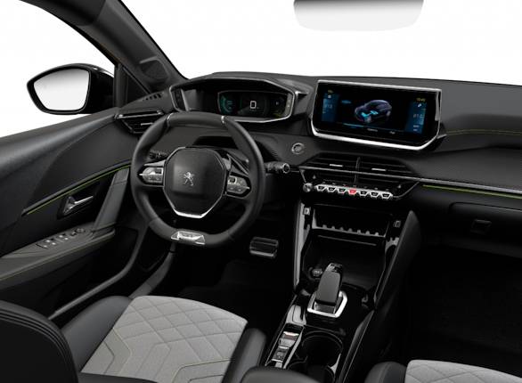 Interior do e-208 era bem mais caprichado que o do modelo argentino/brasileiro.