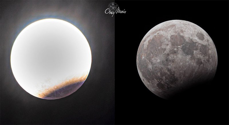 Exemplo de um eclipse lunar parcial.